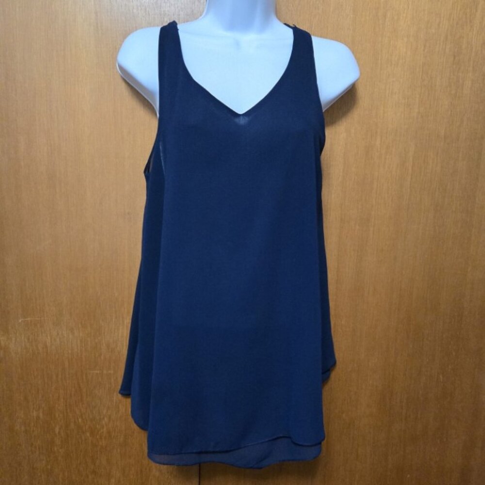 Modern Dynasty Size‎ Med. Navy Blue Sheer Tank top